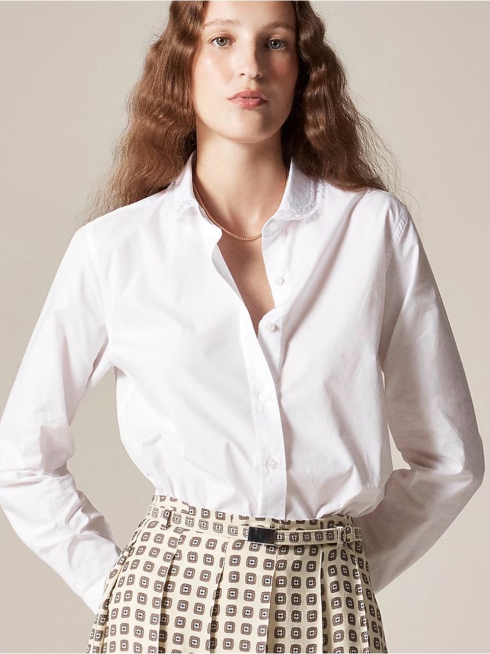 New! J. Crew Jules lace-collar shirt in cotton poplin. Read